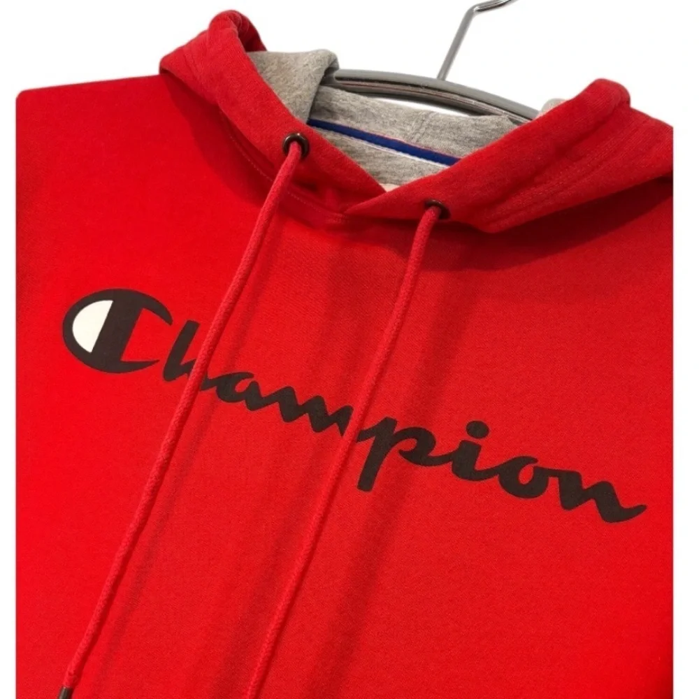 Champion Men's PowerBlend Red Pullover Hooded Sweatshirt Size Small - Picture 2 of 9